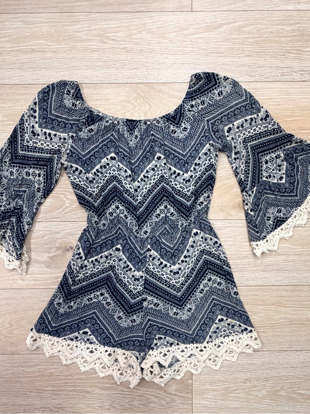Navy and Cream Printed Boho romper